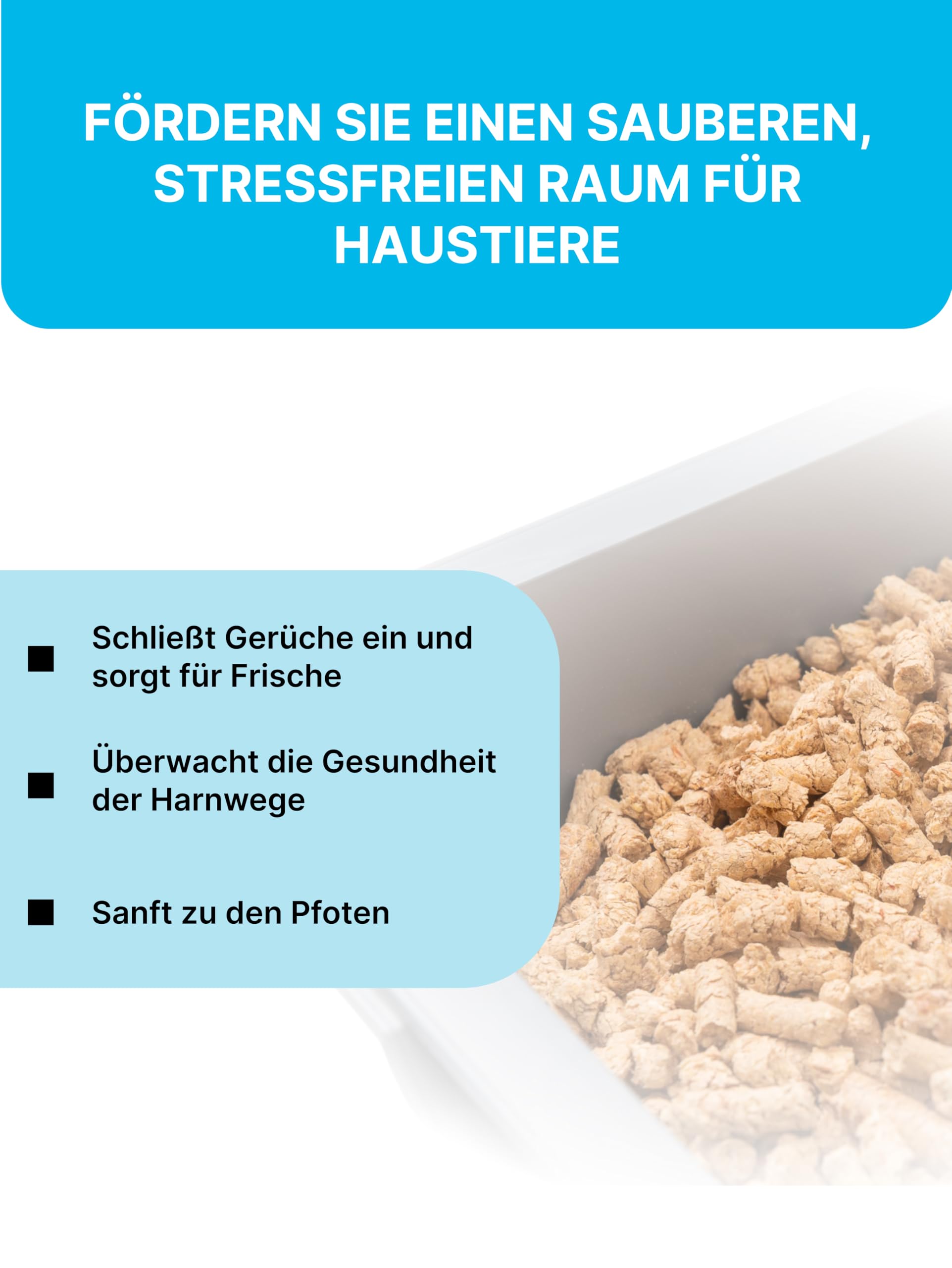 Antibacterial Katzenstreu Pellets mit Gesundheitsindikator | Aus Kokosnussmilch & Bambus-Extrakt mit Japanischer Tee | 100% Pflanzliche Katzenstreu Staubfrei | maximaler Saugkraft | (4x6L)