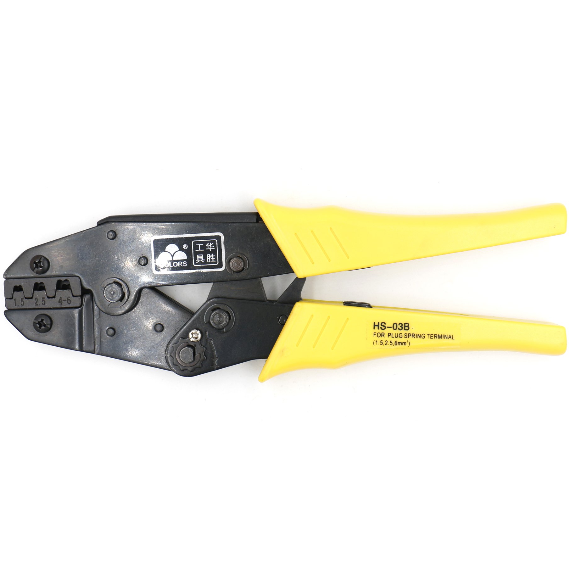 Baomain Ratchet Crimper Plier HS-03B Non-Insulated Terminals & Receptacle Crimping Tools Use for 1.5-6 mm² (15-10 AWG) Yellow
