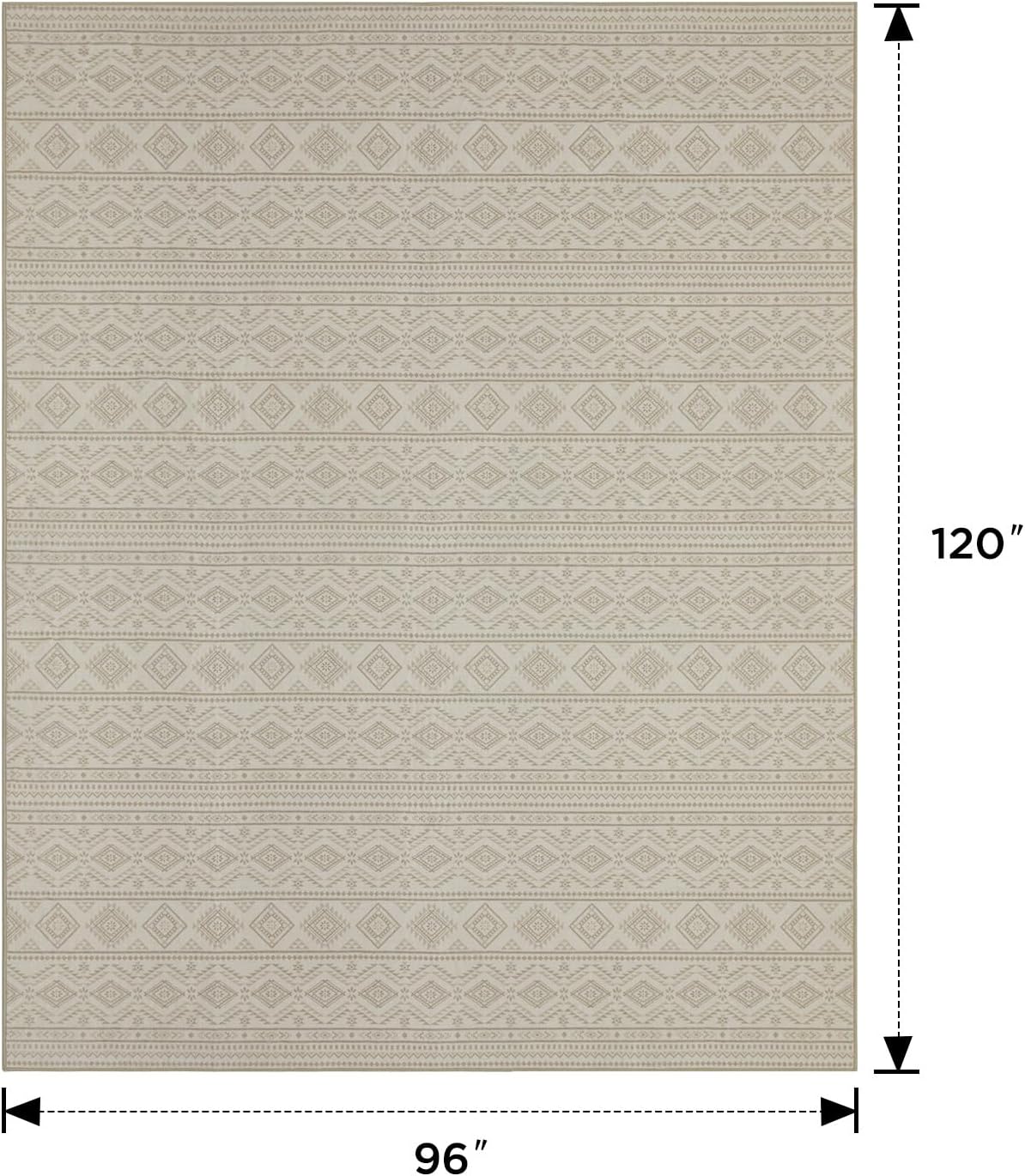 Joydeco 8×10 Area Rugs for Living Room, Non-Slip Boho Moroccan Soft Washable Rug, Low Pile Carpet for Bedroom, Dining Room, Home Office, Pet & Child Friendly, Cream&Dark Brown