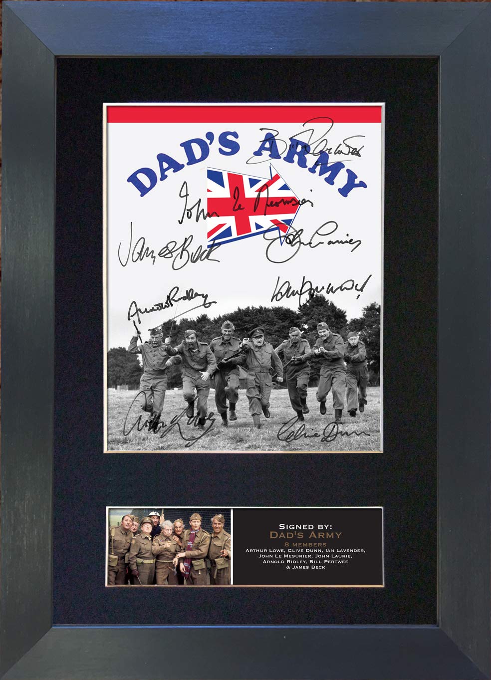The Autograph Collector Gold,Black #755 Dad's Army Signed Autograph Mounted Photo Reproduction Print A4 Rare Perfect Present Birthday Christmas (297 X 210Mm) (Black Frame)