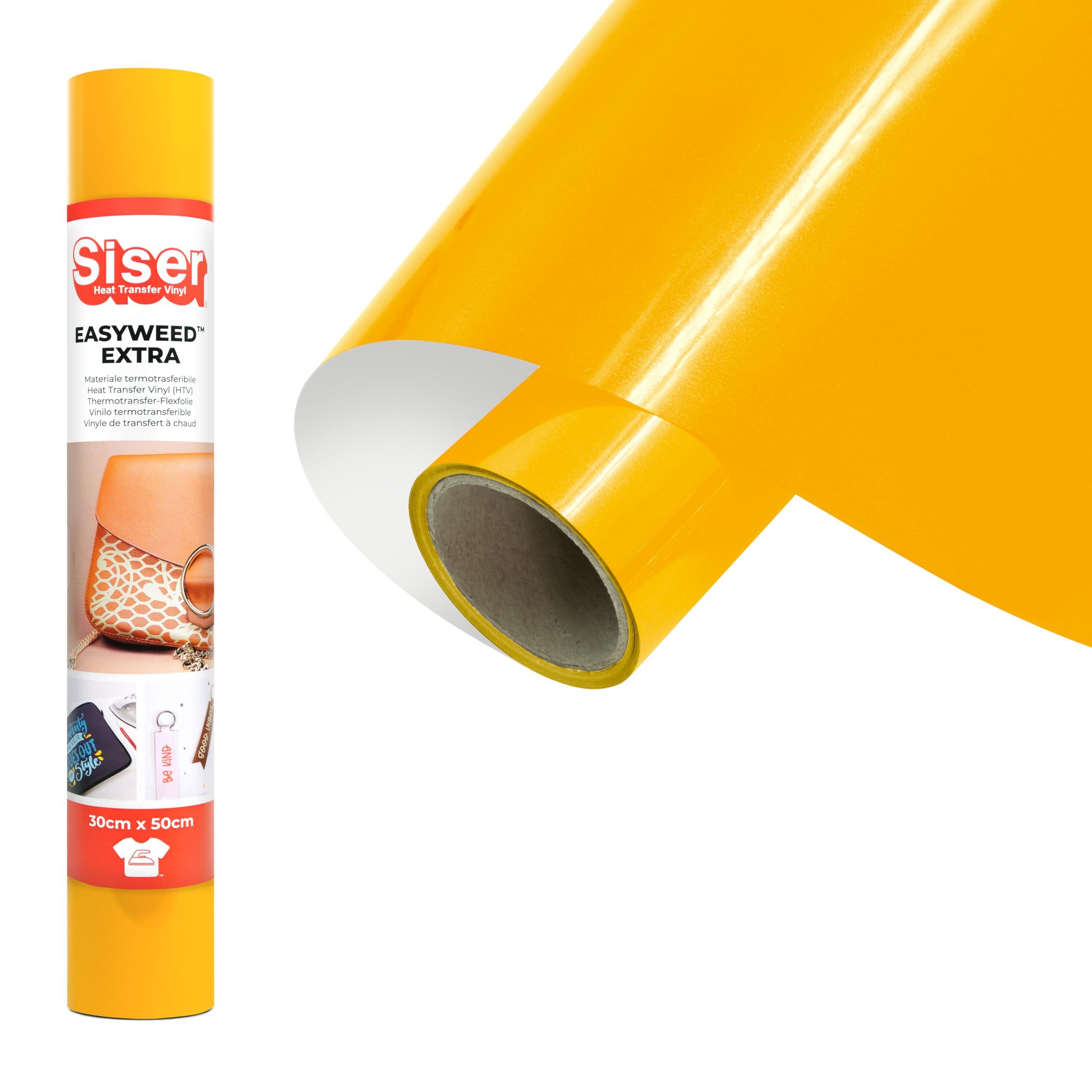 Siser® EasyWeed® Extra Yellow, 30 cm x 0.5 m, Heat Transfer Vinyl for Customising Nylon, Leather, Treated Fabrics