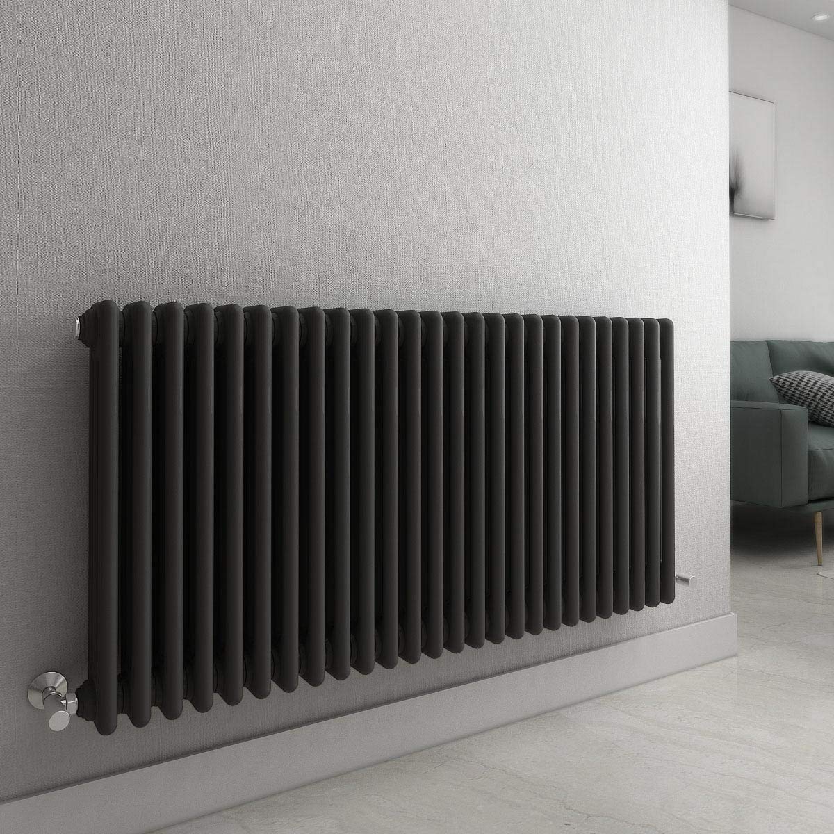 Warmehaus Anthracite Traditional 3 Column Horizontal Radiator 600X1190mm