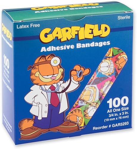 SmileMakers Garfield - Adhesivo para vendajes, 100 unidades por paquete