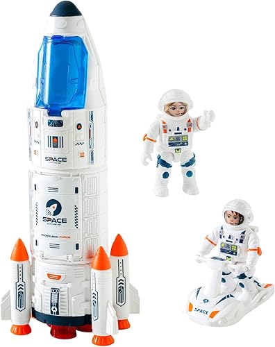 Wbzle Space Shuttle Rocket Toys - Rocket Ship Toys Lights Up with Light and Blast Off Sound Effects - Astronaut Toys, Space Adventure Toys, Kids