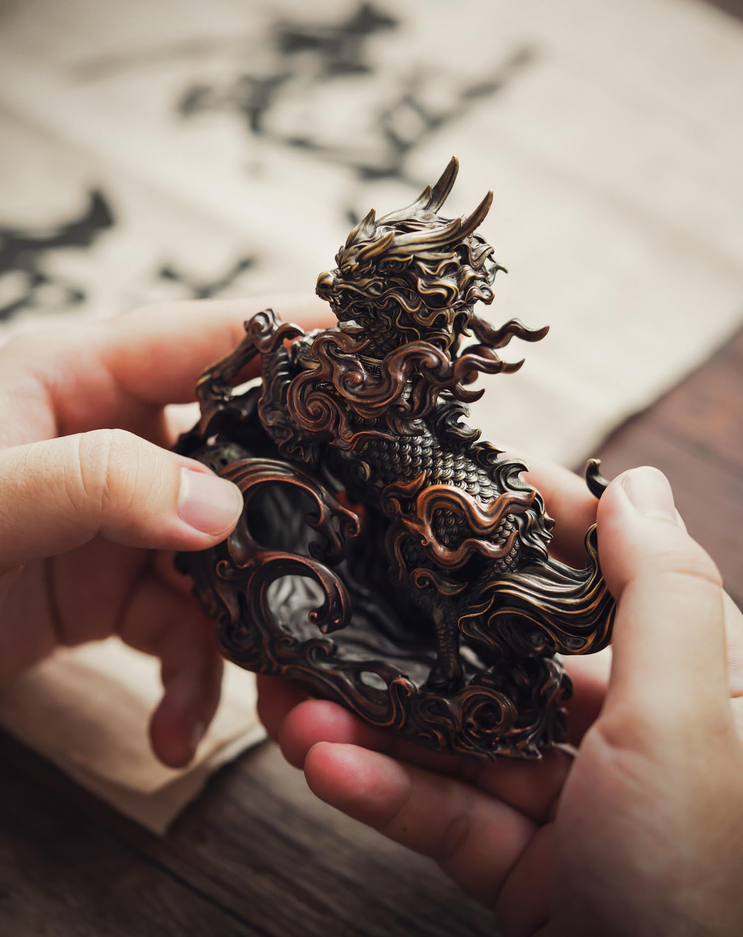 Amazon.co.jp: COPPERTIST.WU 麒麟 置物 キリン シルバー925 青銅 