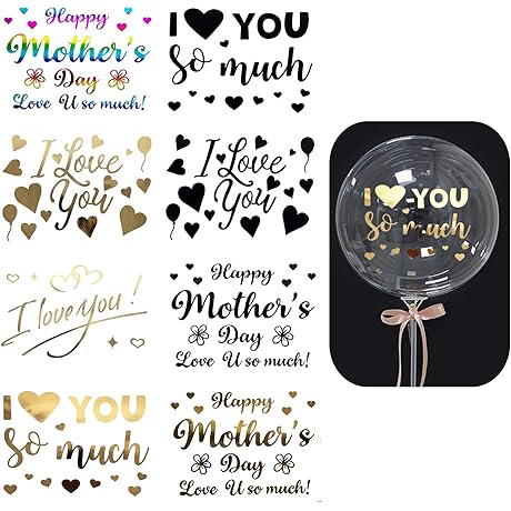 24 Sheets Happy Mother's Day Balloons Stickers