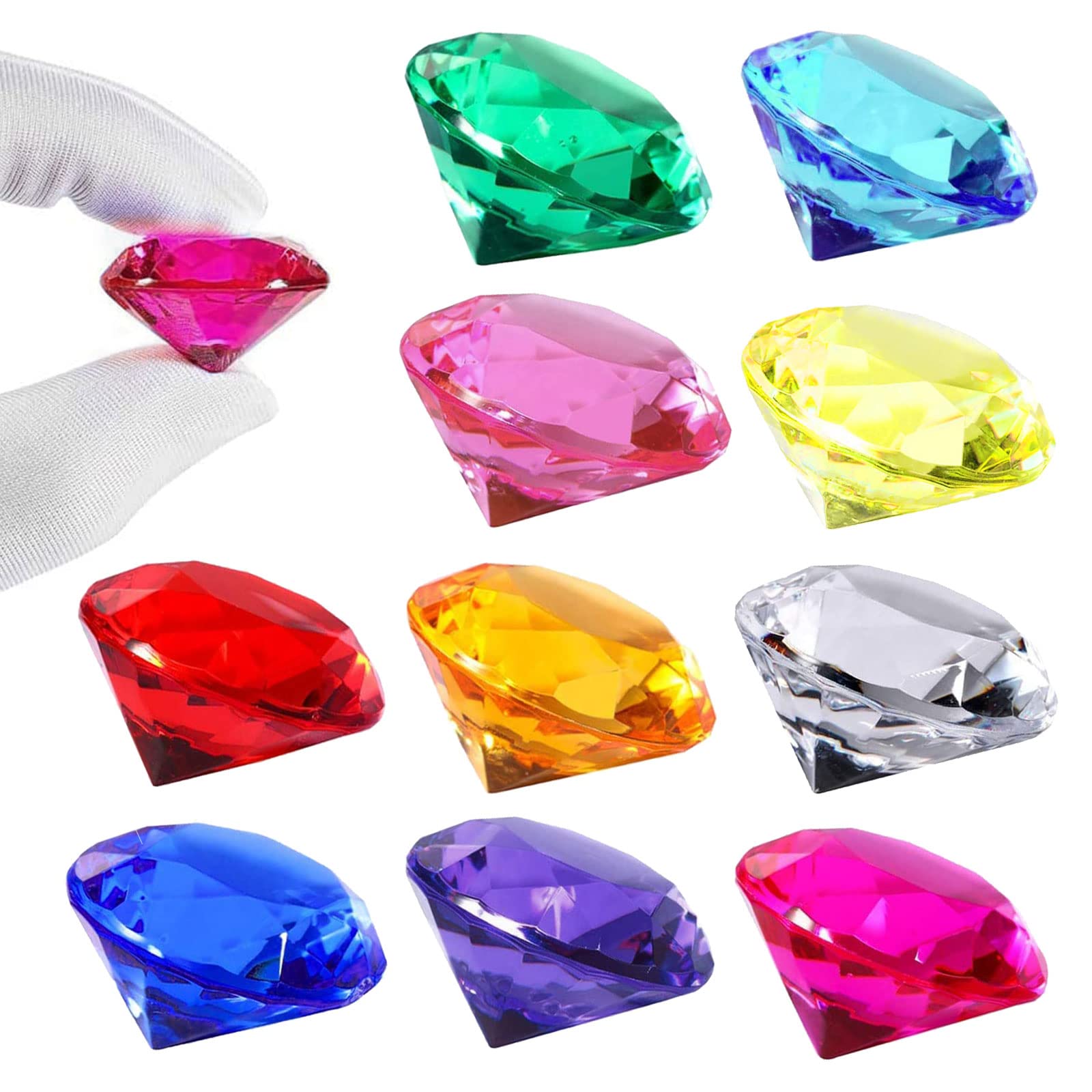 MIVAIUN 10 Pieces Big Size Diamond Multi Color Party Big Acrylic Gems Pirate Artificial Jewels Treasure Set Pirate Treasure Hunt Vase Filler Fish Tank Christmas Goodie Bag Fillers (10 pcs)