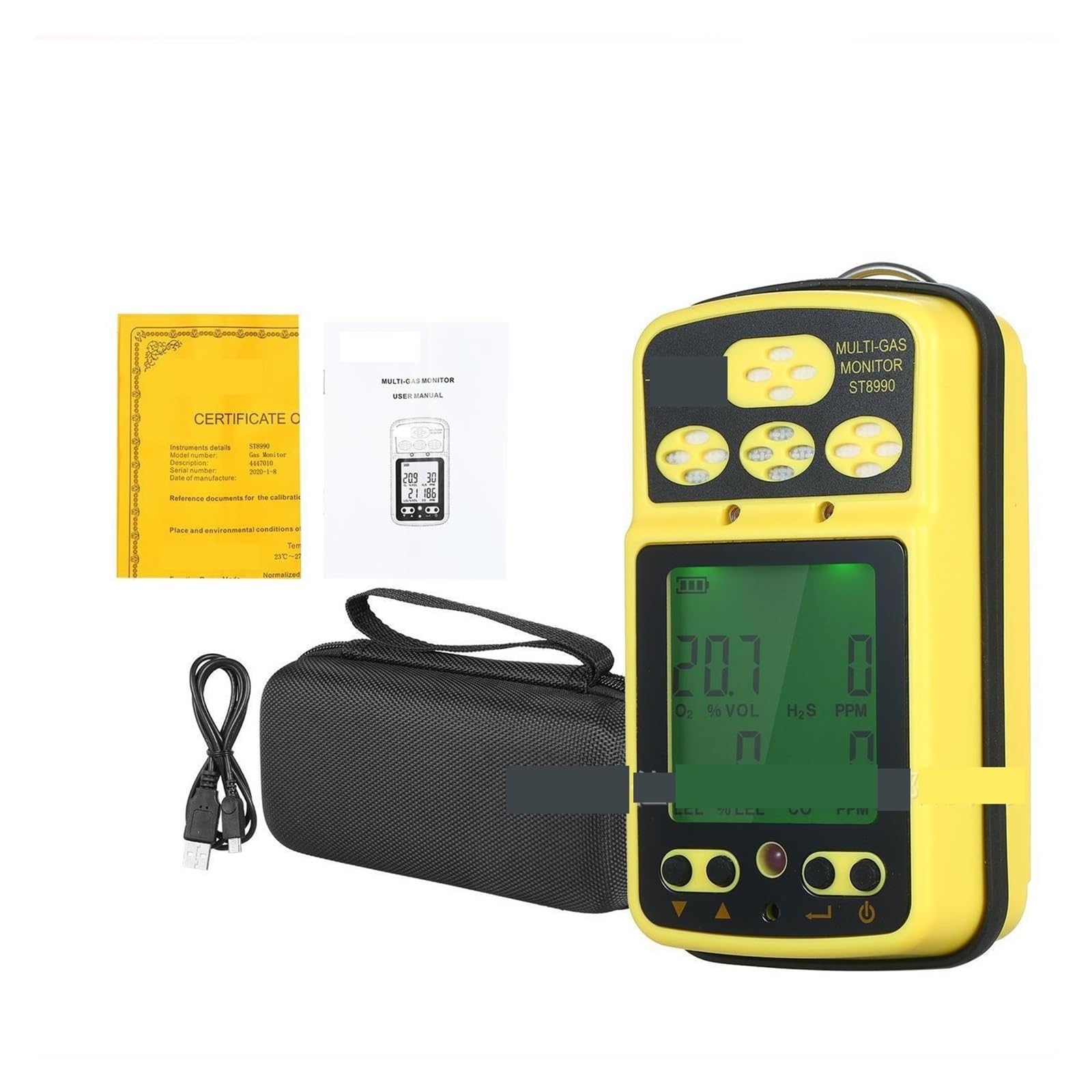 monitor di co2, Analizzatore Di Gas 4 In 1, Rilevatore Monossido Carbonio per casa, ufficio, auto