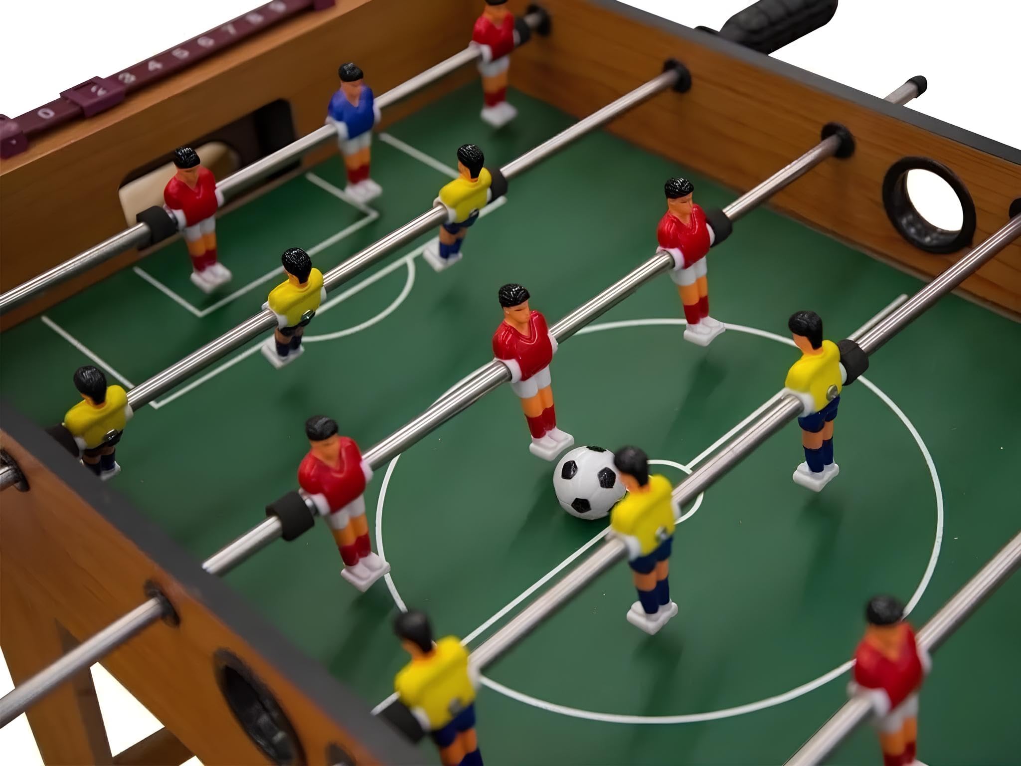 Calcetto Biliardino Calciobalilla in Legno con Gambe Super Robusto Football Calcio Balilla da Casa con 2 Palline Segnapunti Maniglie Antiscivolo Tavolo Calcetto da Terra Bambini Adulti cm 69x37xh62
