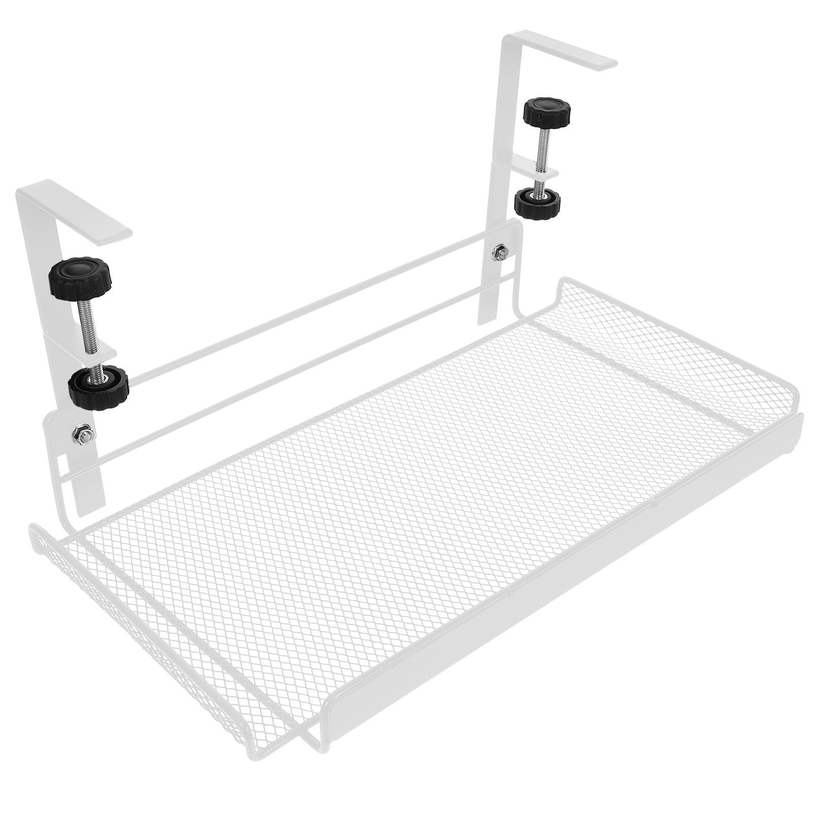 Housoutil Cesta de Almacenamiento de Metal Blanco Debajo del Escritorio Diseño Ajustable, Organizador Práctico y Versátil para Dormitorio y Sala de Estar Varios estilos