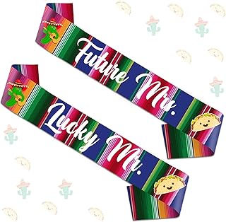 Jollyboom Fiesta Mexican Bachelorette Party Decorations, Future Mrs Lucky Mr. Sash Bridal Shower Decorations for Mexican Theme Taco Bout Party Engagement Wedding Decorations