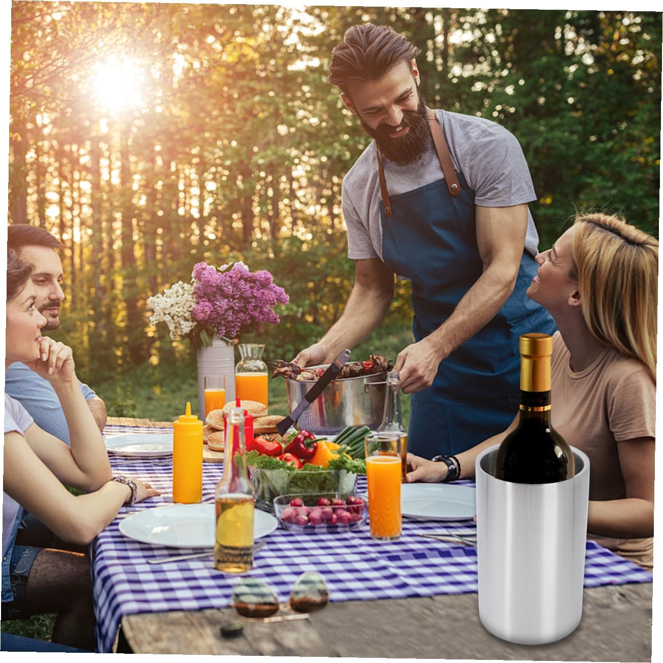 Double-layer Ice Bucket Lid and Tongs Perfect for Wine and Ice Modern Design