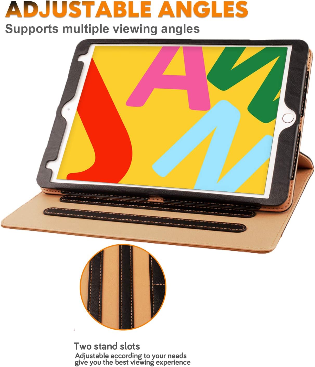 ZoneFoker iPad Air 3 10.5 inch 2019 Leather Case, 360 Protection Multi-Angle Viewing Auto Sleep/Wake Folio Stand Cases with Pencil Holder for iPad Air3 3rd Generation - Black/Brown