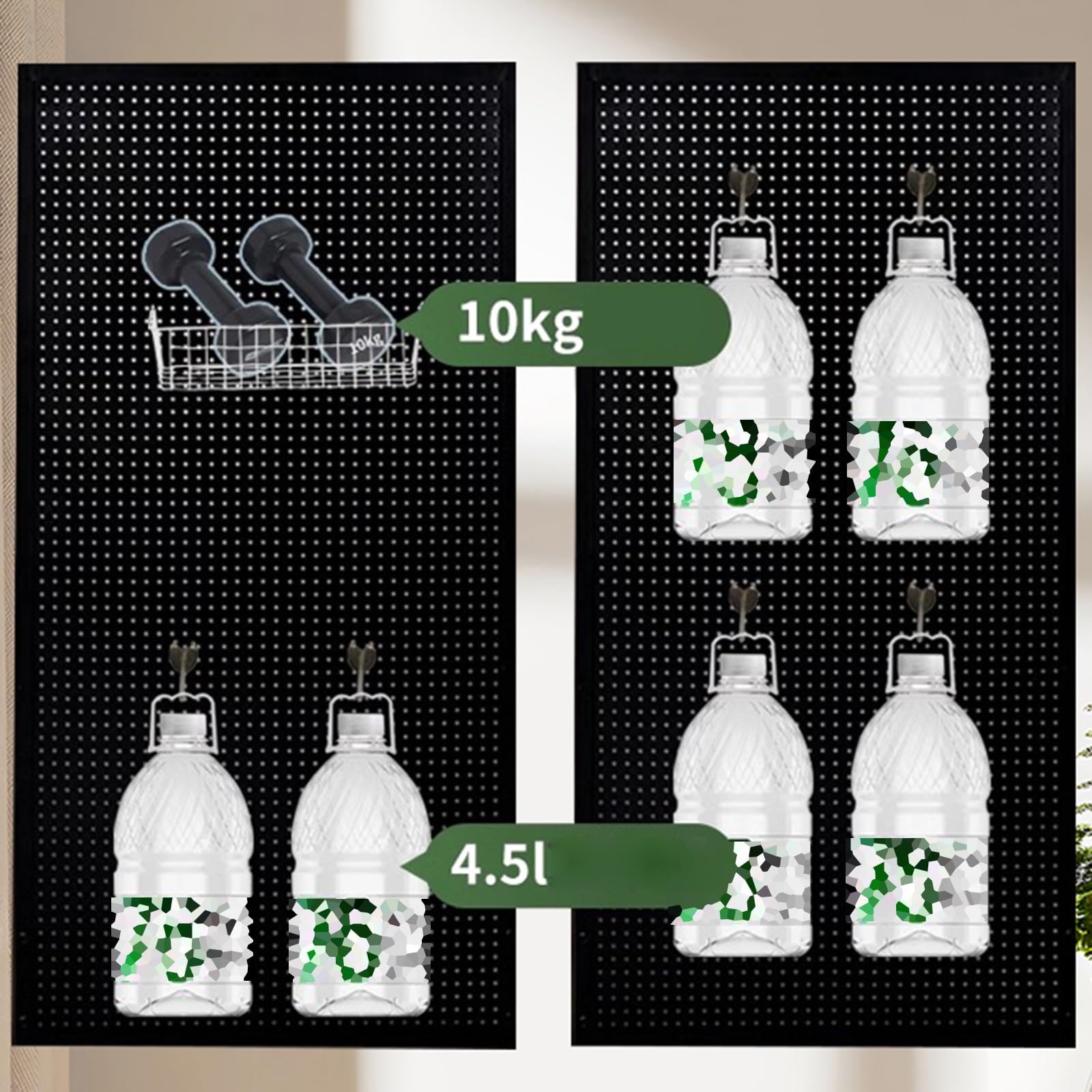 Parete Pannello Forato, Tavole Magnetiche in Metallo Portaoggetti, con 20 Ganci Forato Portautensili Parete, Espositore da Parete Parete Attrezzata per Stanza Garage Cucina(Black,40X60X2cm)