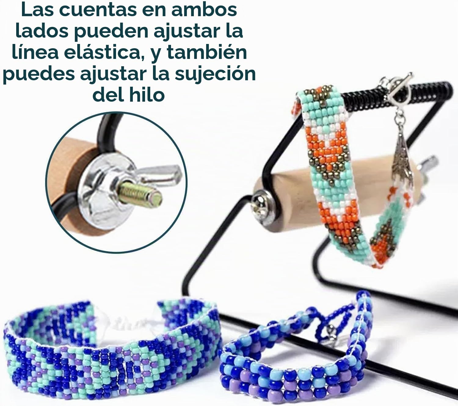 Telar De Cuentas, Máquina De Tejer De Cuentas Telar Pulseras, Bead Loom Ajustable Máquina Para Tejer Abalorios Para Principiantes Tejer Pulseras, Collares, Cinturones, Manualidades Diy