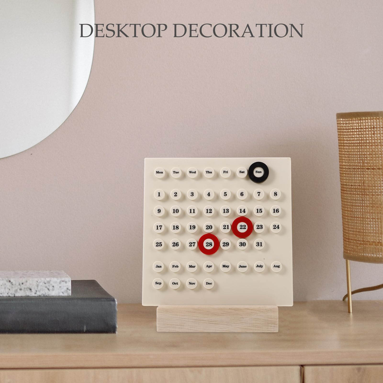 SHINEOFI 5 Stück Standkalender und Kunststoff im Vintage Stil für Zuhause | Beige Farbton, Dekoratives Tischobjekt, Funktionaler Kalender mit Doppelnutzen