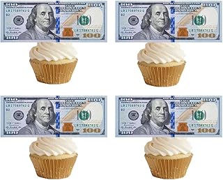 GEORLD 20 Precut 100 Dollar Bill Edible Money Image Wafer Paper for Cake Topper Cupcake Decorations Precut Edible Fake Money