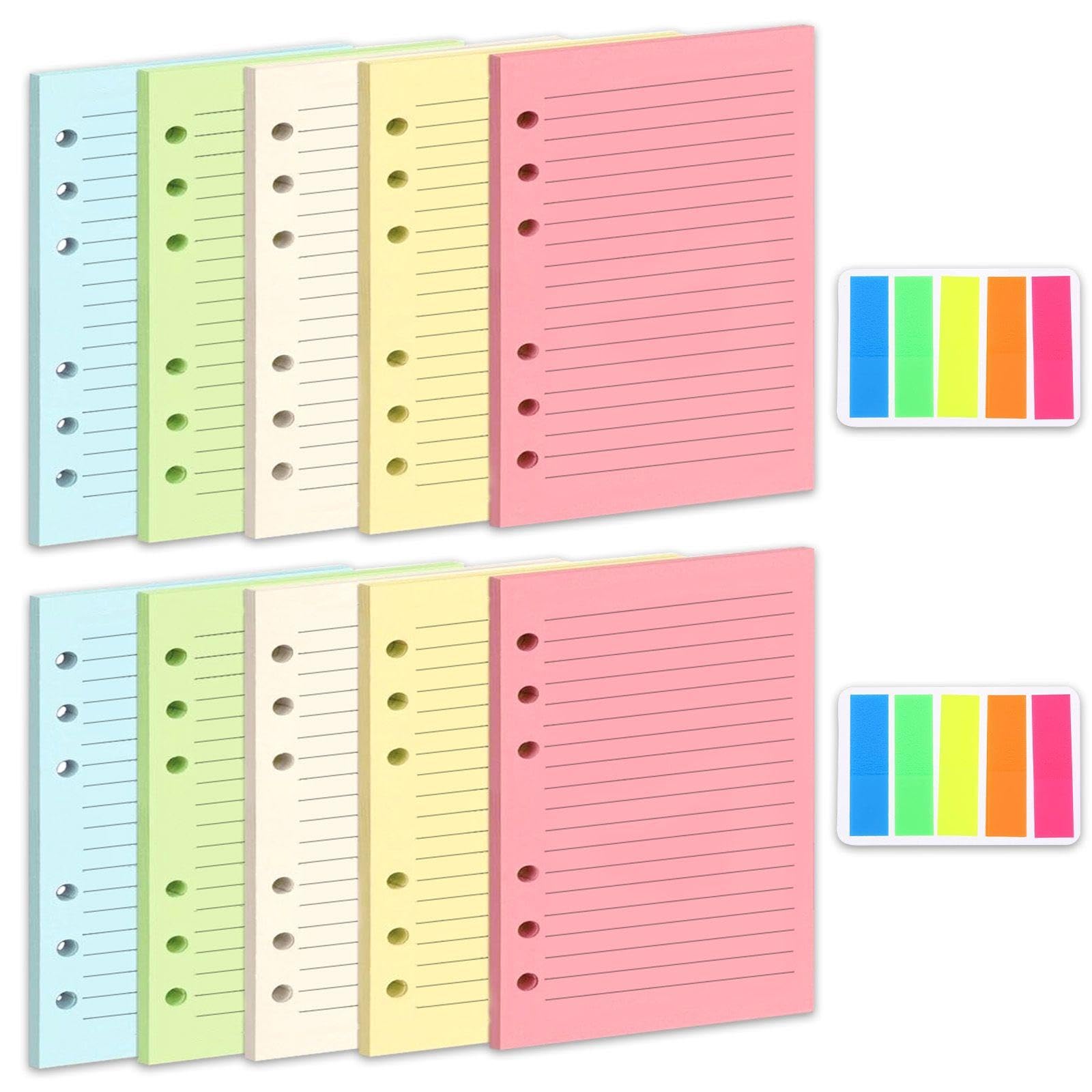 2 Loose-Leaf Book Inserts and 2 Index Stickers, Loose-Leaf Book Replacement, Loose-Leaf Book Supplement, Lined Notebook