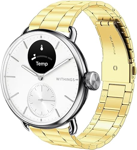 Miniatura 12 de Compatible con Withings Smartwatch Bands, Lamshaw 0.709 in, 0.787 in, acero inoxidable, correa de repuesto de metal para hombres y mujeres, Negro