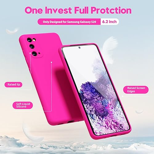 Miniatura 3 de oakxco Funda de teléfono de silicona líquida para Samsung Galaxy S20, color sólido brillante fluorescente, bonita funda protectora delgada y suave