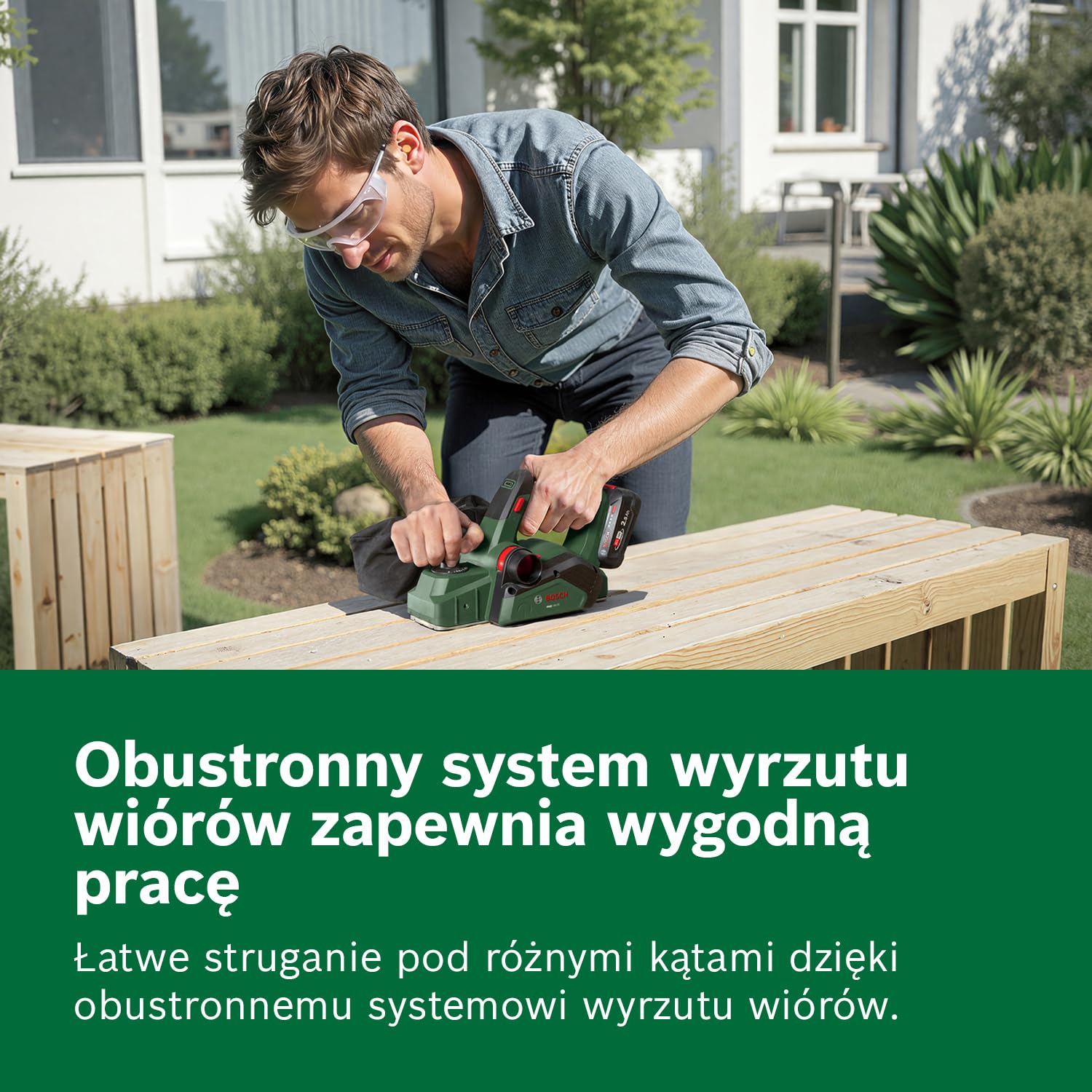 Bosch 18V System Strug akumulatorowy PHO 18V-20 (elastyczne struganie pod różnymi kątami, łatwa wymiana noża, worek na pył)