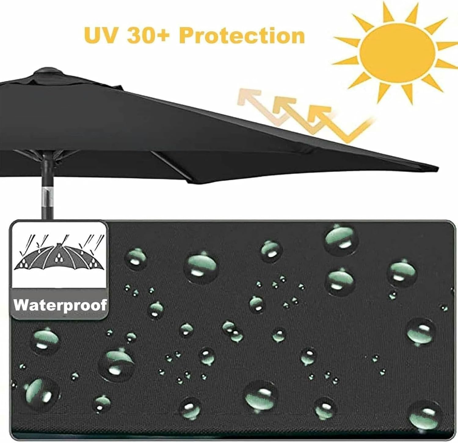 Replacement Umbrella Cover - Outdoor Patio Umbrella Replacement Canopy, Replacement Parasol Covers 2/2.7/3M 6/8 Arms,Garden Umbrella Waterproof Canopy Replacement Fabric Cover(Black,2.7M-6Arms)