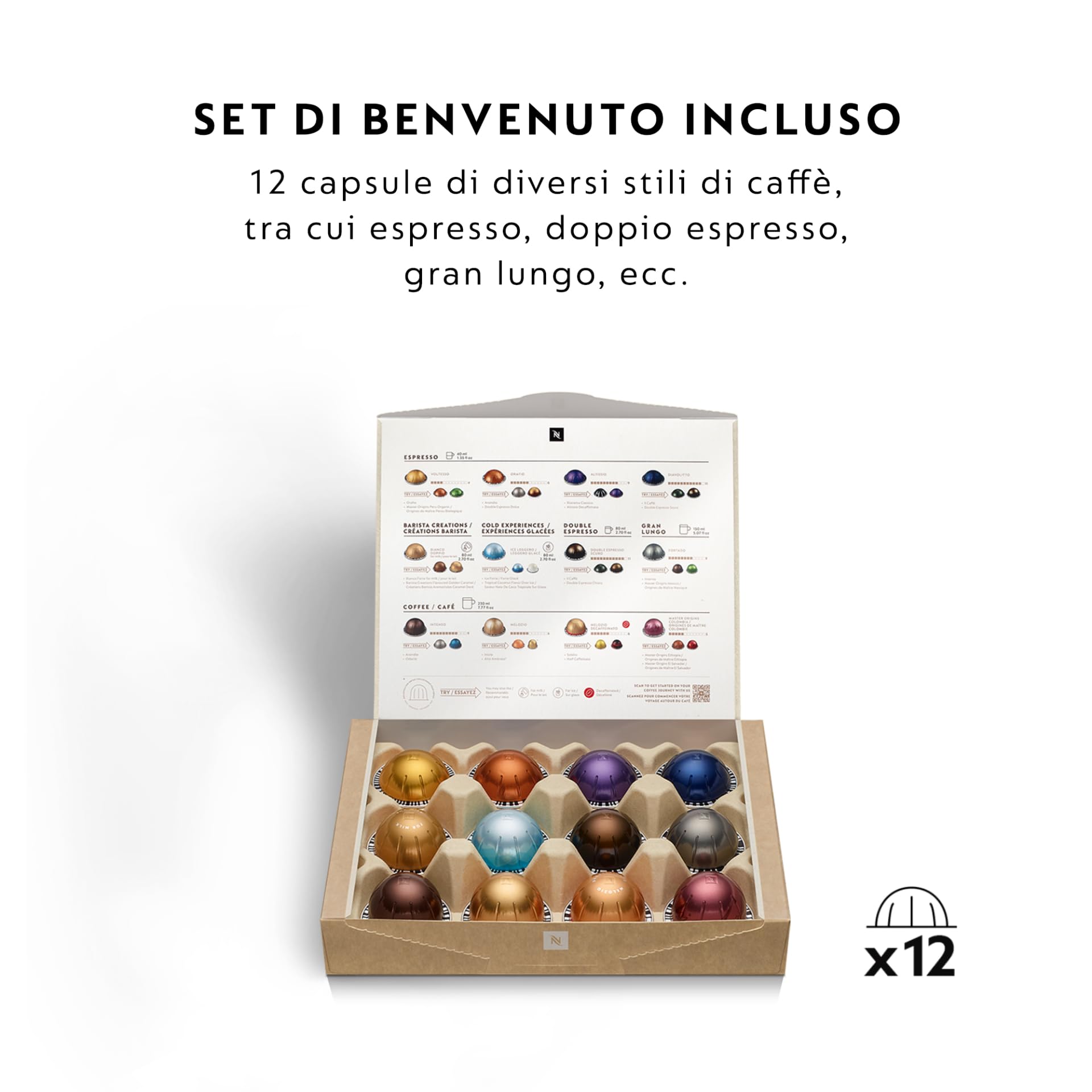 Nespresso Vertuo Next ENV120.GY Macchina del Caffè compatibile con le NUOVE CAPSULE NESPRESSO con Tecnologia Centrifusion, Serbatoio acqua 1L, Grigio