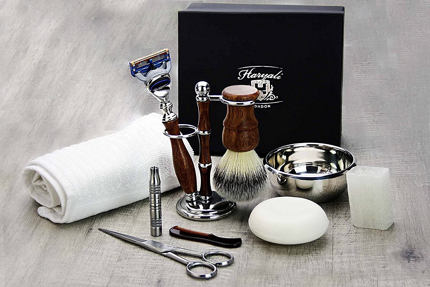 Magnifico Set Da Barba Di Sicurezza All'ulivo Realizzato A Mano In 5 Pezzi - Gentleman Barber - Foto 12