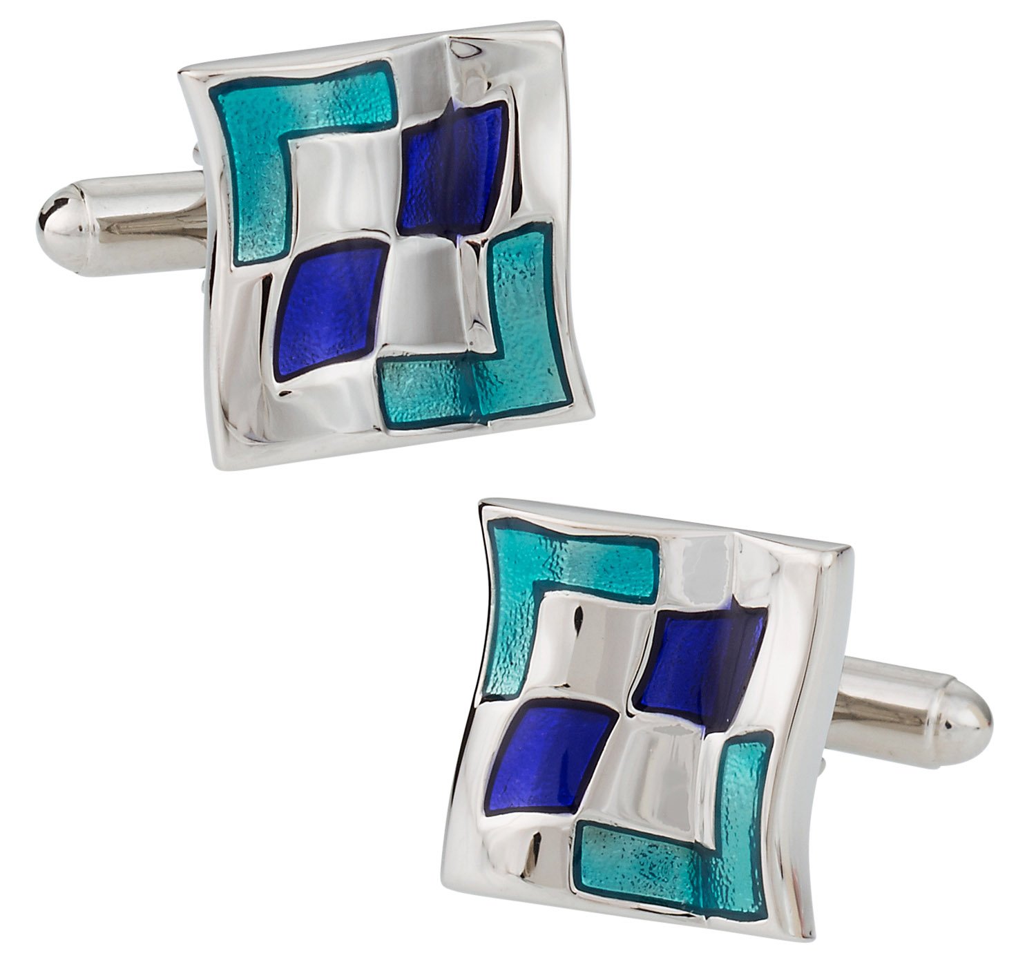 Cuff-DaddyHallucination Enamel Blue & Silver Cufflinks by Cuff-Daddy