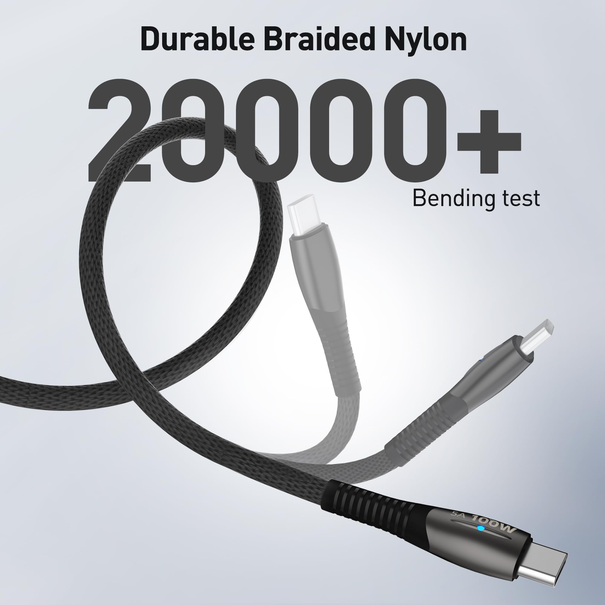 YISH Kabel USB C na USB C [2M/100W], 5A PD/QC3.0 Typu C Szybkie Ładowanie, Nylonowy Pleciony Kabel do Ładowania USBC kompatybilny ze MacBook iPhone 17 16 15 Pro Max Samsung S25 S24 S23 Ultra iPad