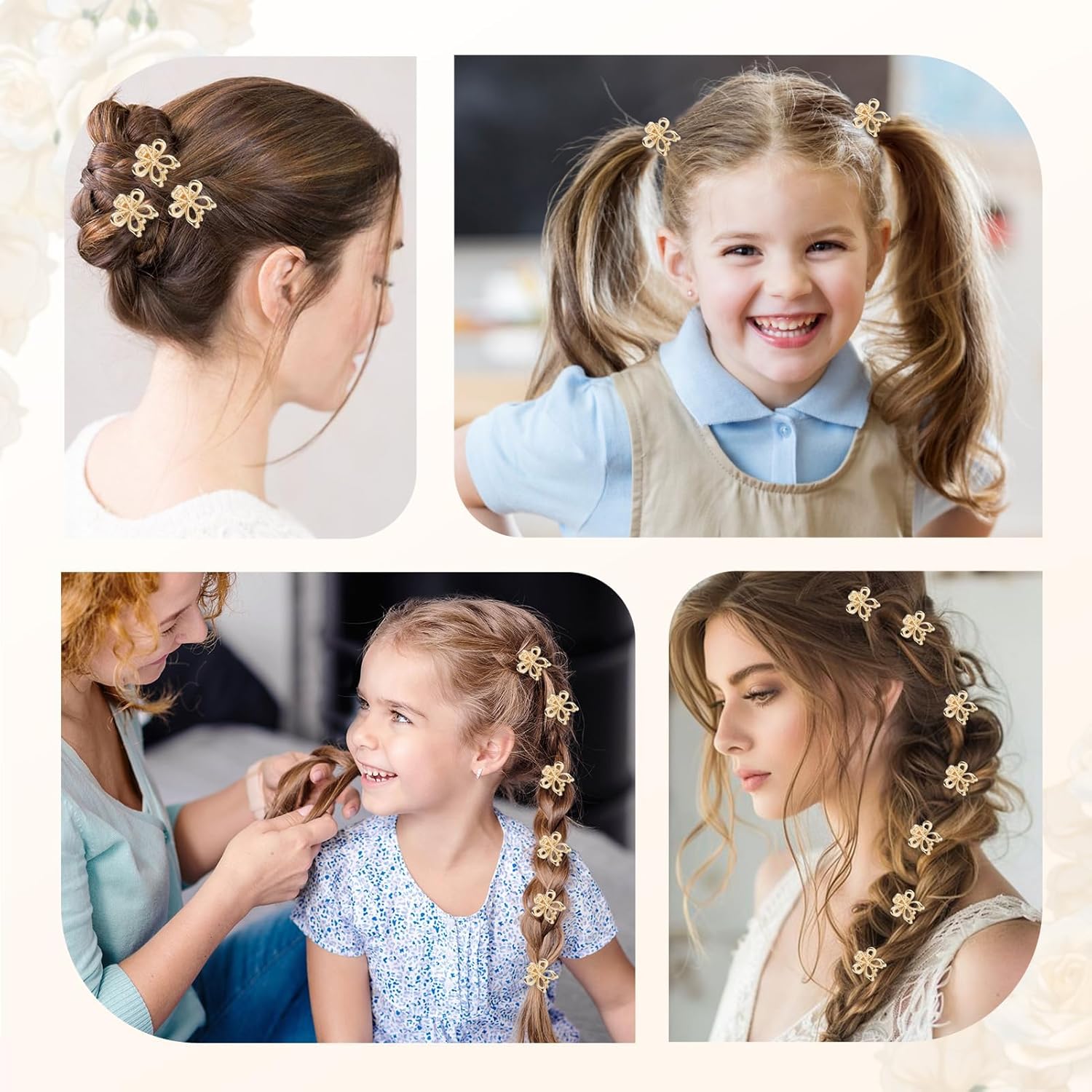 15 PCS Small Flower Gold Hair Clips for Women Cute Mini Tiny Little Sparkling Metal Flower Sweet Gold Artificial Bangs Nonslip Hair Claw Clips Decorative Cute Hair Accessories for Women Girls Gift - Image 7