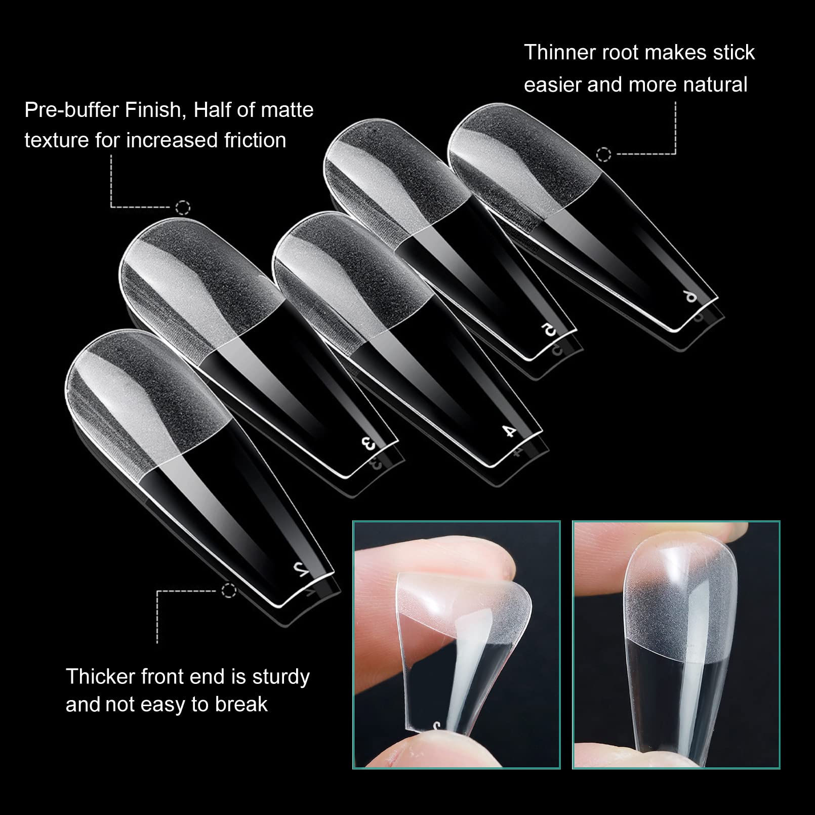 FITDON 240PCS Long Coffin False Nail Tips - Image 2