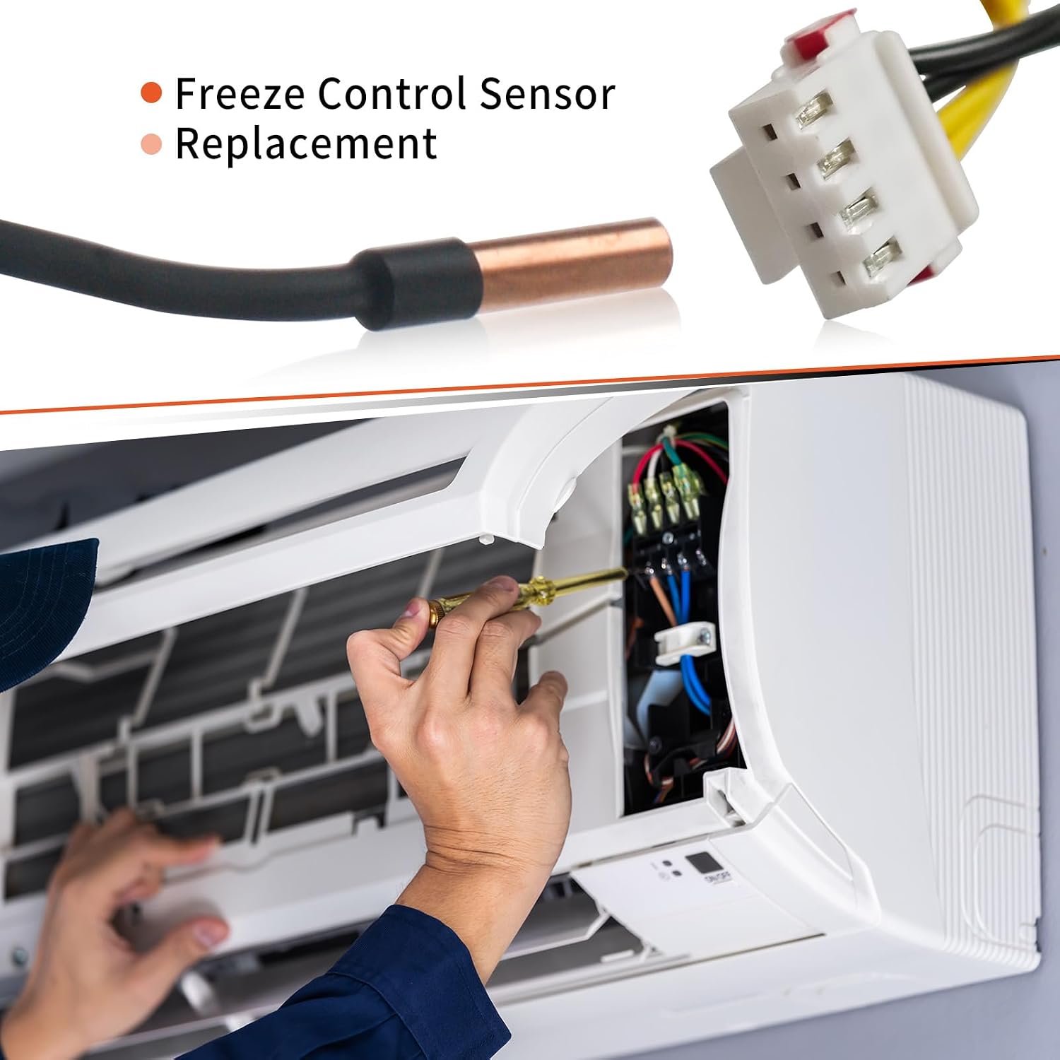 Air Conditioner Temperature Sensor Thermistor Probe Freeze Control Sensor Universal Replacement for GREE Air Conditioner Fix F1 F2 Fault Codes Double Air Conditioning Probe 20K Copper & 15K Rubber