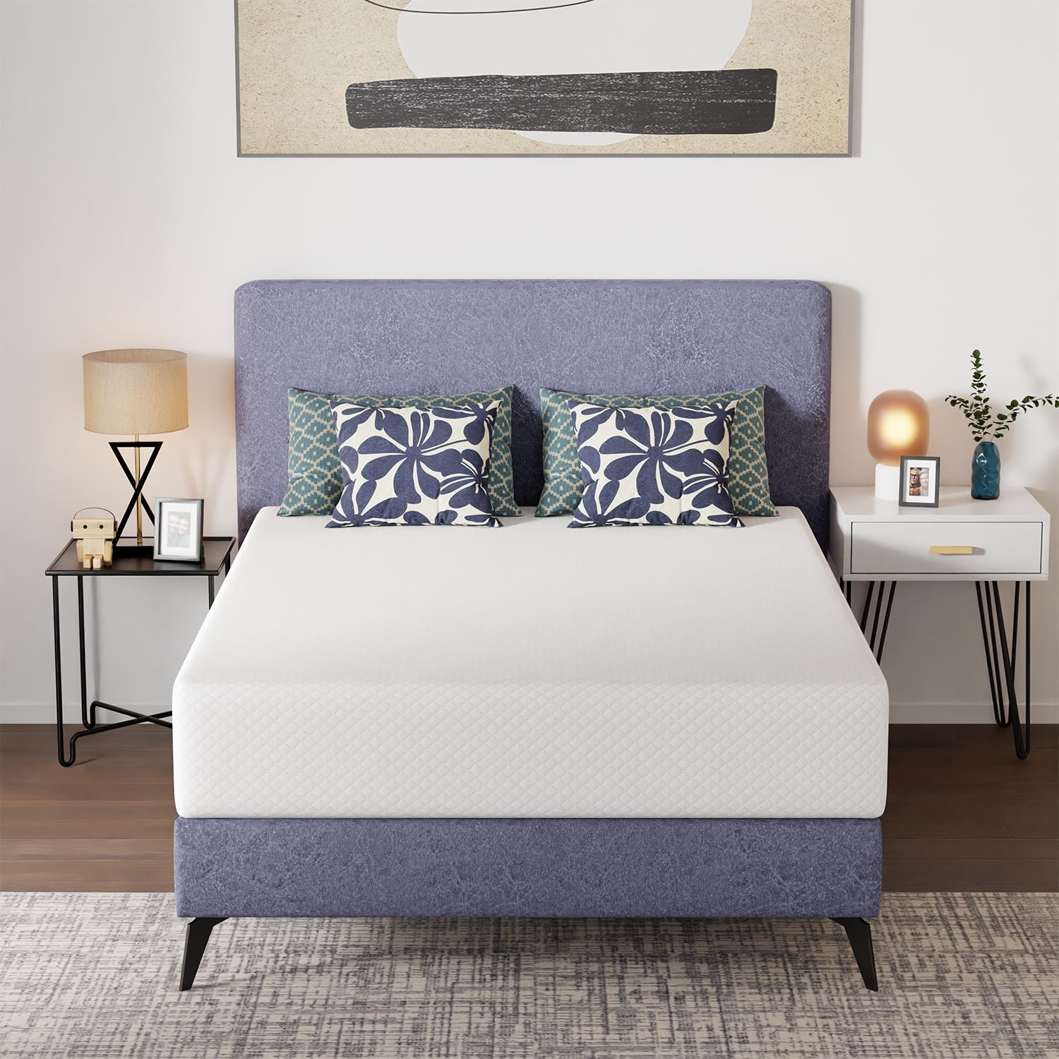 FDW | 12 Inch Queen Mattress | Medium Firm | Base Foam Mattress | White | Bed in a Box, CertiPUR-US Certified | Pressure Relief, Cooling Ventilated Foam | Washable Removable Cover