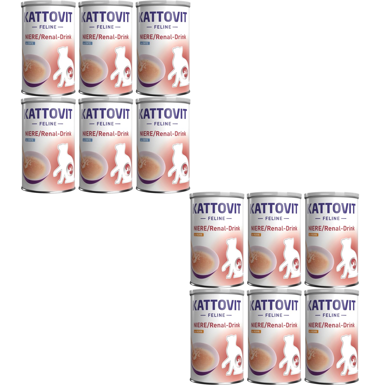 Kattovit Niere/Renal Drink Mix | 6X oder 12x 135ml, Huhn & Ente | Für Katzen mit eingeschränkter Nierenfunktion | Katzengetränk mit feinsten Fleischstückchen (135ml, 12er Mix)
