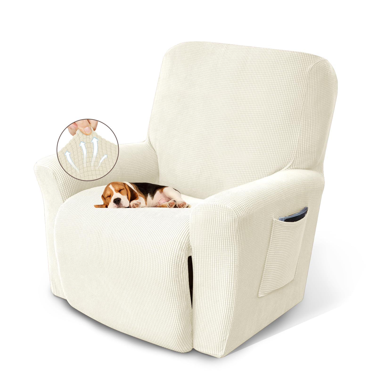 KEKUOU Recliner Chair Covers Lazy Boy Recliner Covers Stretch Couch Cover Slipcovers 1 Piece Furniture Protector with Elastic Bottom for Dog,Kids.(