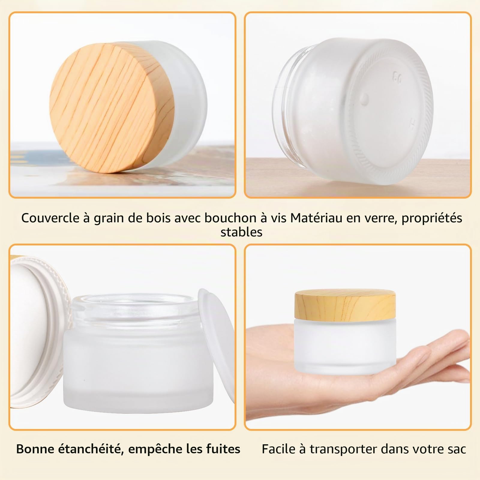 Contenant Cosmetique Vide, 12 Pièces Creme A Depolir Le Verre 30g, Pot Vide Cosmétiques, Pots Cosmétiques Vides Pour Cosmétiques Crèmes Poudre Lotion