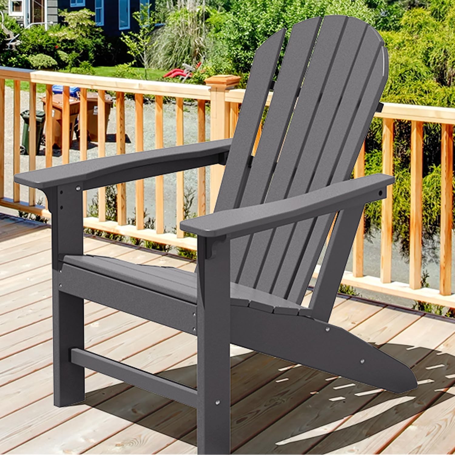 OTSUN Adirondack Chair, Fire Pit Chair Weather Resistant, Ergonomic, Arm Rest, Campfire Chairs, 4 Steps Easy Assembly, Grey