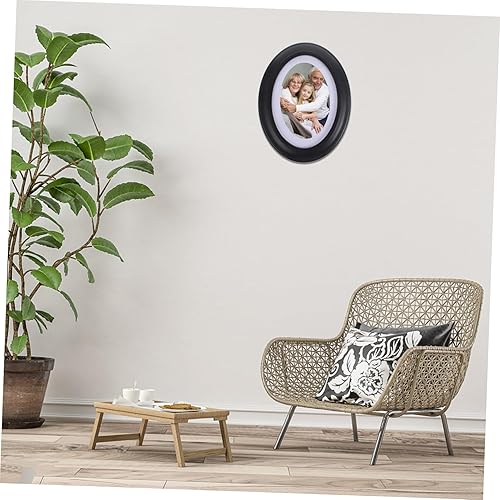 Miniatura 8 de BESPORTBLE Marcos ovalados de 7.02 x 8.58 pulgadas, marcos ovalados negros con montaje de uñas sin costuras y uñas en S, marco de madera ovalada