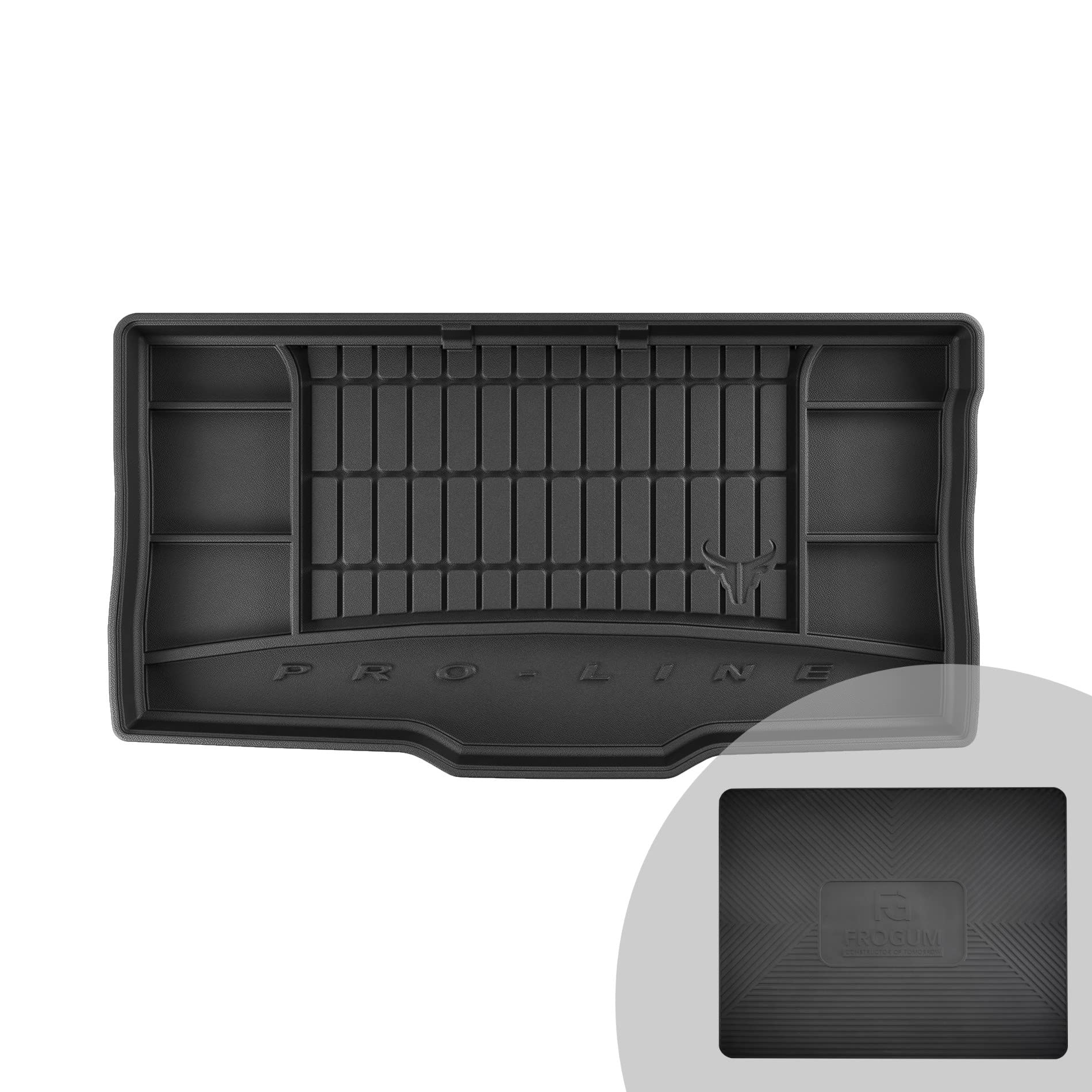 FROGUM ProLine 3D Esclusivo Tappetino Vasca Baule Bagagliaio in gomma perfetto per Fiat Panda III dal 2011 | Comodo organizzatore | Bordi più alti