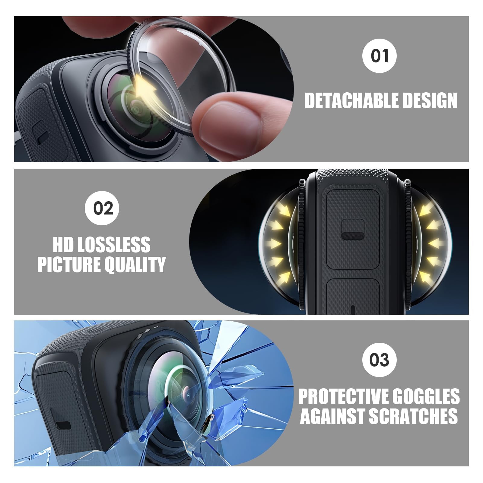 Insta360 X4 Protecteurs de Lentille Panoramique Verre Trempé Ultra-Clair Housse de Protection