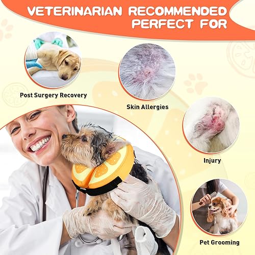Miniatura 4 de Sivomens Collar inflable de cono para perro, alternativa después de la cirugía, cómodo y lavable para lamer heridas, collar electrónico de