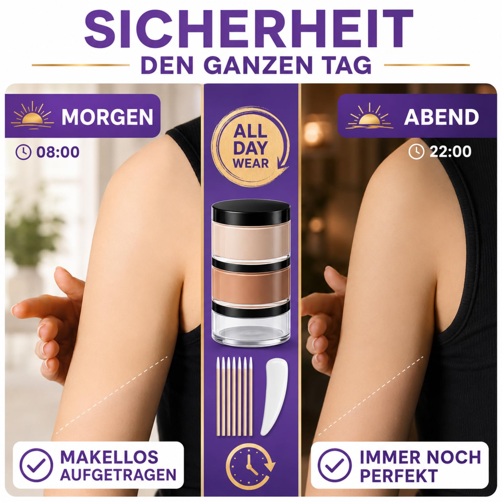 Tattoo Cover Up Set, 2 Farben 40g Tattoo Make Up Cover Wasserfest, Zum Mischen Für Alle Hauttöne Professionelle Temporäre Abdeckung Concealer, Hautfreundliche Natur & Unsichtbar