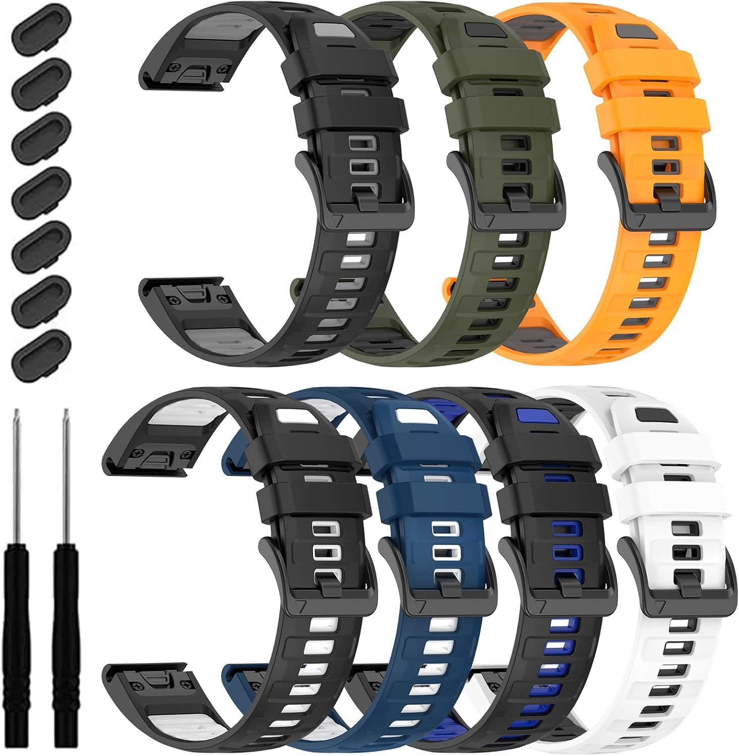 22mm Silicone Watchband Compatible with Garmin Tactix 8/Fenix 8 AMOLED 47mm/7 Pro/7/6 Pro/6/5 Plus/5, QuickFit Straps for Garmin Fenix E/Forerunner 965/955/945/Descent G2/G1 Solar