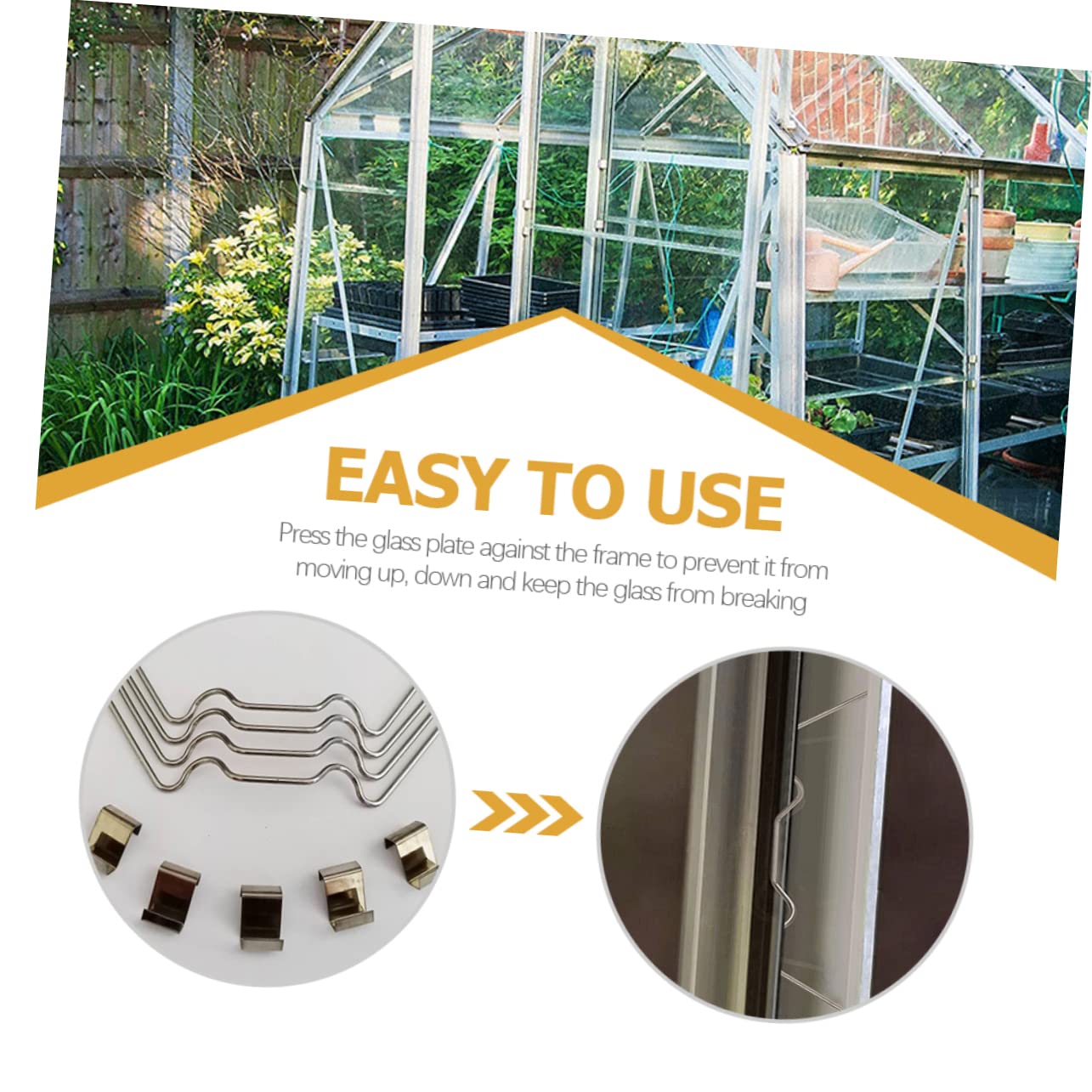 CIYODO 50Set Stainless Steel Greenhouse Fixing Clips W Wire Z Type for Glass Pane Connection Durable Panel Clamps for Secure Greenhouse Maintenance Resistant for Seasonal