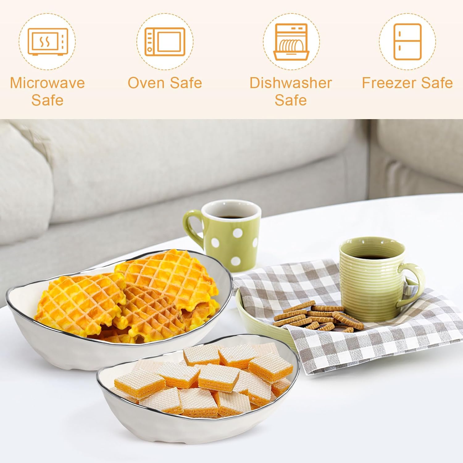 Fruit Bowl for Kitchen Counter - Two Tier Ceramic Fruit Basket, Fruit Holder for Fresh Fruit&Veggies, Modern Tiered Fruit Platter Serving Trays for Party