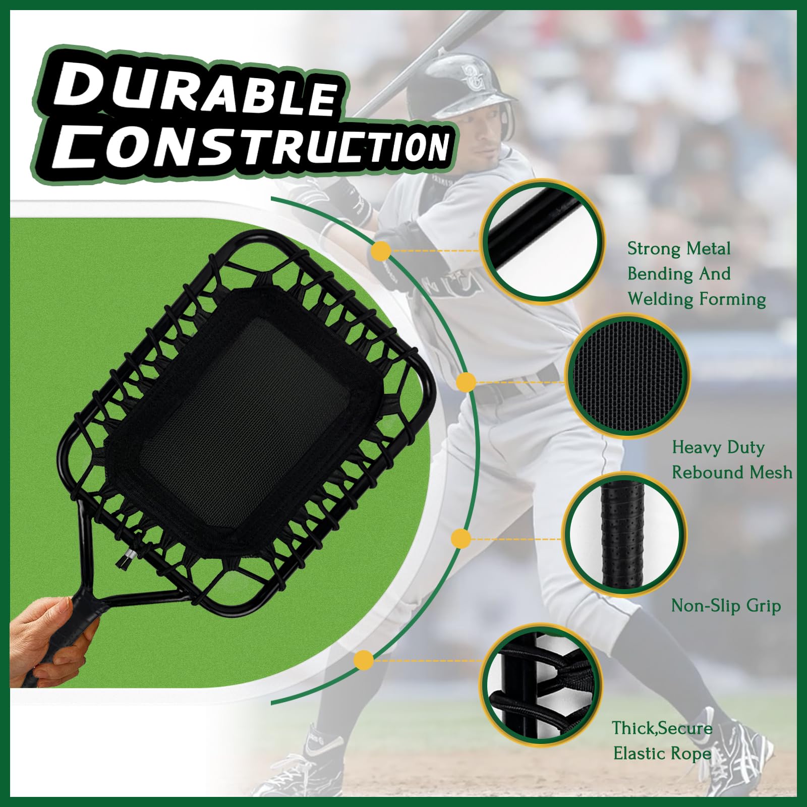 HolyElks Baseball Racket for Fly Balls, Fungo Racket Baseball/Softball Training, Training Equipment for Coaches and Parents, Help Players Practice Hitting Grounders and Pop Flies