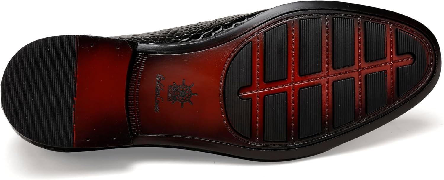 Tassel Loafer for Mens, Casual Crocodile Printed Tassel Dress Shoes Leather Slip-on Penny Loafer for Men - Image 6