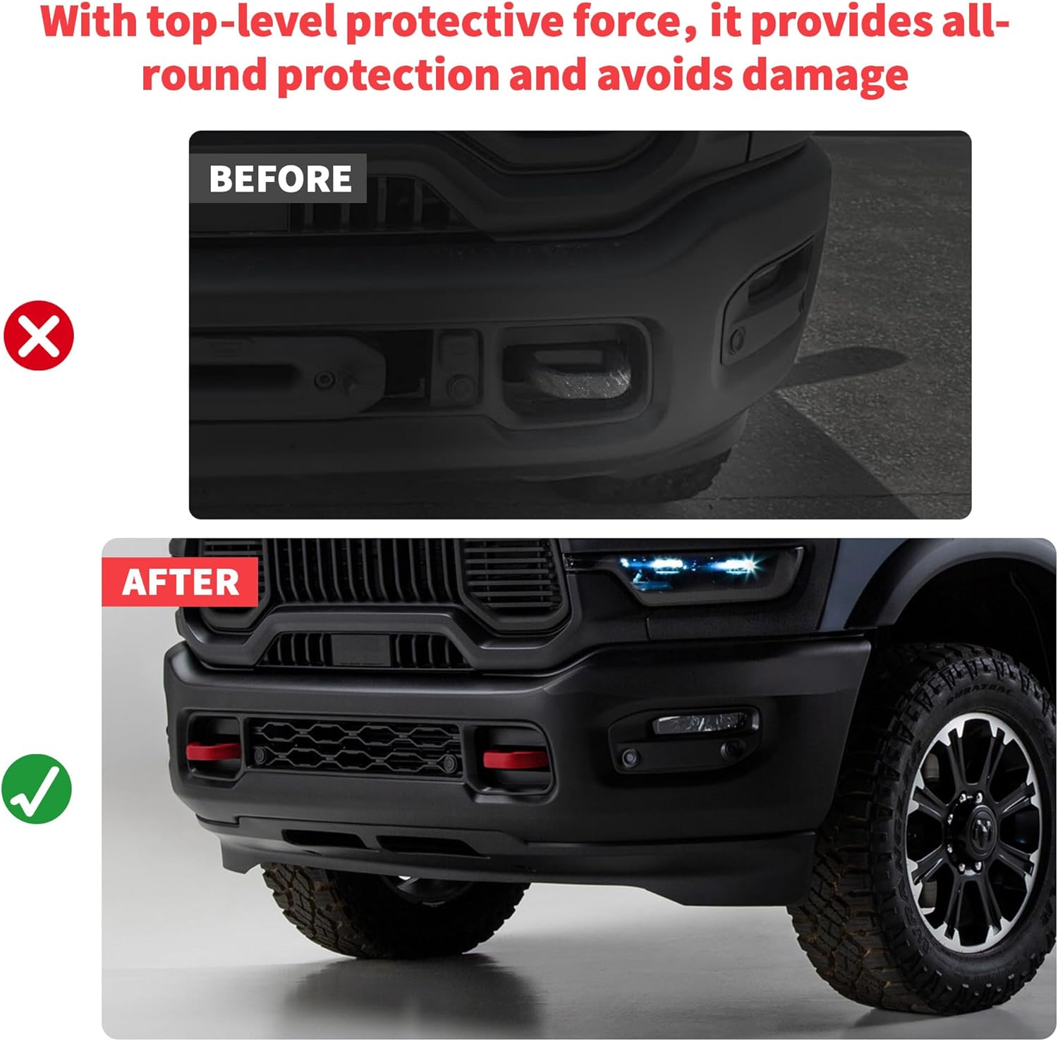 Front Tow Hooks Covers for 2019-2025 RAM 2500/3500, Customized Hitch Cover Compatible with RAM 2500/3500 Accessories (Red)