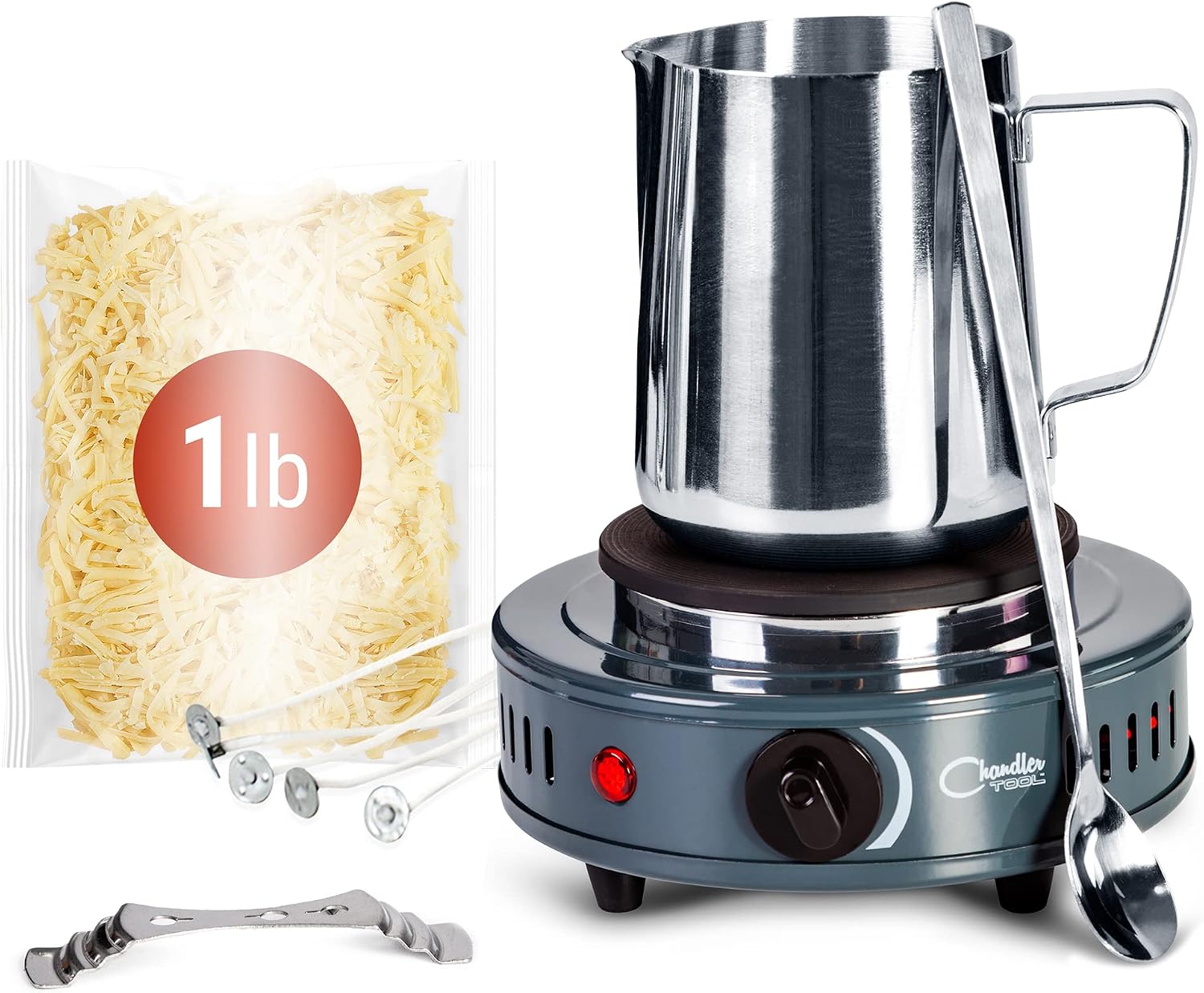 Candle Making Kit with Electronic Hot Plate, DIY Candle Maker Supplies: Bulk Organic Soy Candle Wax for Candle Making, Wax Melter, Pouring Pot, Starter Candle Kit for Adults, Beginners, and Kids (1lb)